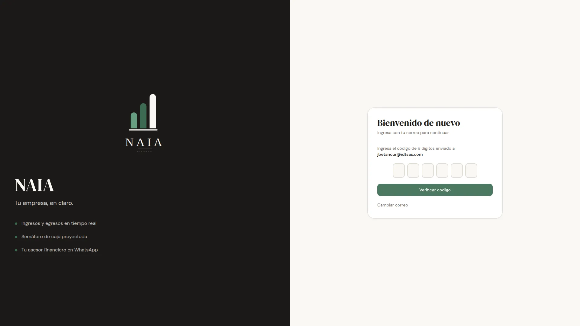 Captura de pantalla app Naia